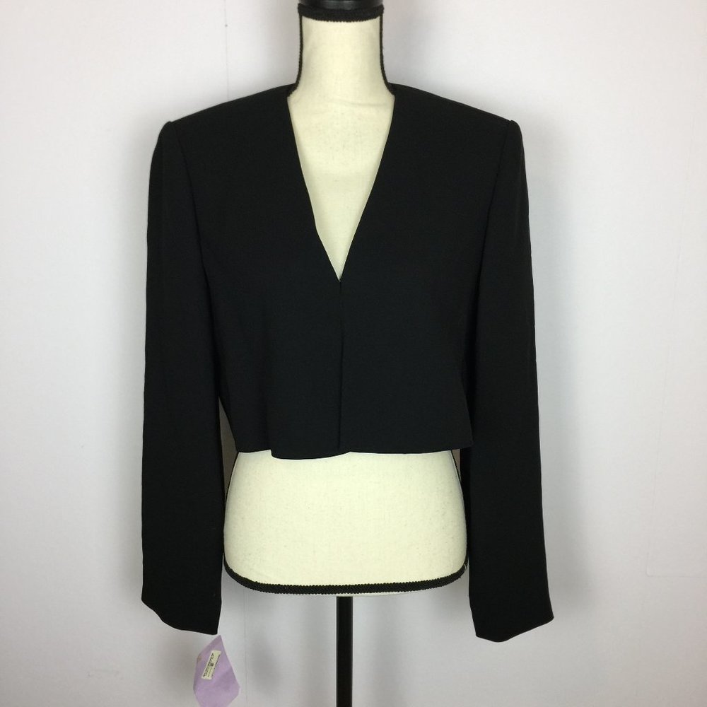 NWT Preview Collection Cropped Blazer Jacket Sz L Womans Black Long Sleeve
